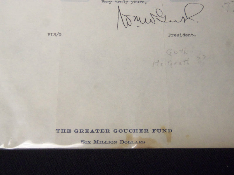 1923 WILLIAM GUTH GOUCHER COLLEGE TYPED SIGNED LETTER - EDWARD FILENE - J 5358