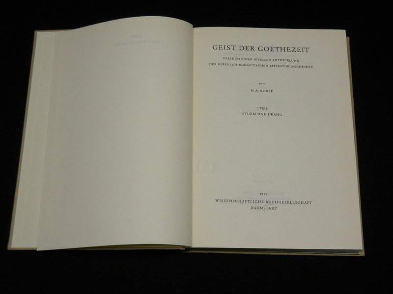 1974 GEIST DER GOETHEZEIT BY H. A. KORFF HARDCOVER VOLUME 1 & 2 - KD 1378A