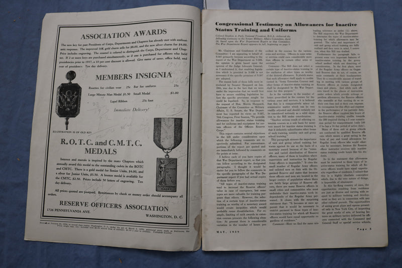 1939 MAY THE RESERVE OFFICER MAGAZINE - K 331