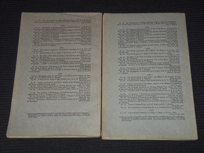 1930-1931 SAFETY IN MINES RESEARCH BOUND REPORTS LOT OF 2 ISSUES - J 7968