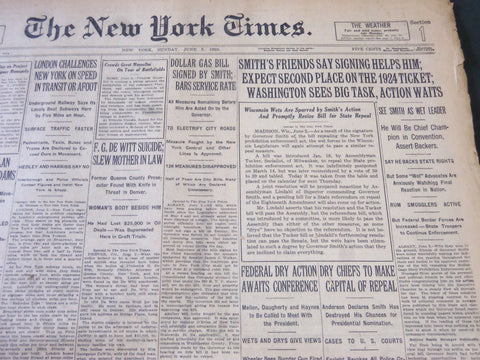 1923 JUNE 3 NEW YORK TIMES - SMITH'S FRIENDS EXPECT SECOND PLACE - NT 5857