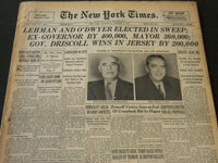 1949 NOVEMBER 9 NEW YORK TIMES - LEHMAN & O'DWYER ELECTED IN SWEEP - NT 5532