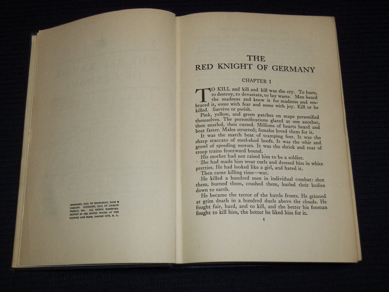 1927 THE RED KNIGHT OF GERMANY HARDCOVER BOOK BY FLOYD GIBBONS - KD 7803