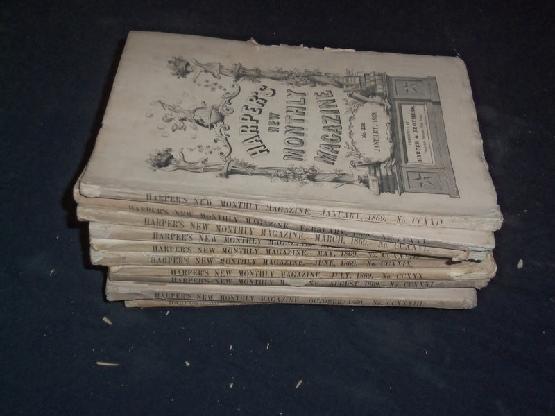 1869 HARPER'S MONTHLY MAGAZINE-COMPLETE YEAR- NICE ILLUSTRATIONS & ADS - WR 1396