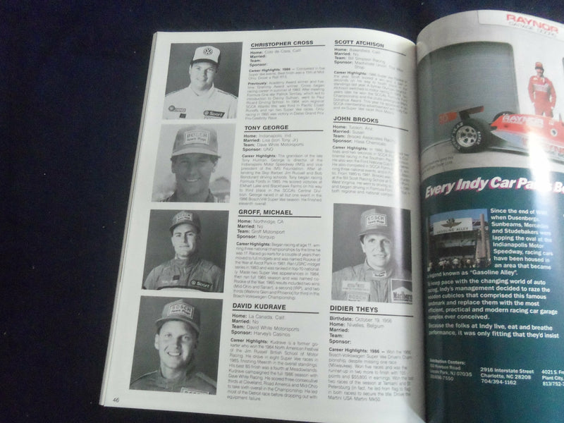 1987 JUNE 26-28 MEADOWLANDS INDY WORLD SERIES EVENT RACING PROGRAM - SP 3804X