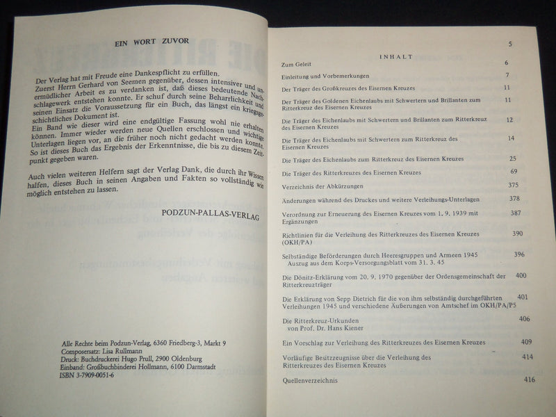 1976 DIE RITTERKREOZ TRAGER 1939-1945 HARDCOVER BOOK - GERMAN - KD 4352D