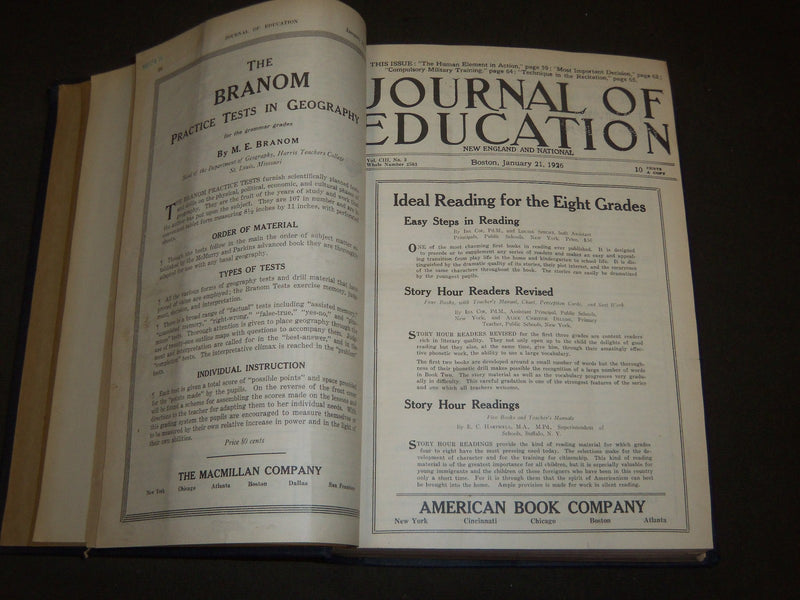 1926 JANUARY-DECEMBER JOURNAL OF EDUCATION BOUND VOLUME - COMPLETE YEAR - R 894