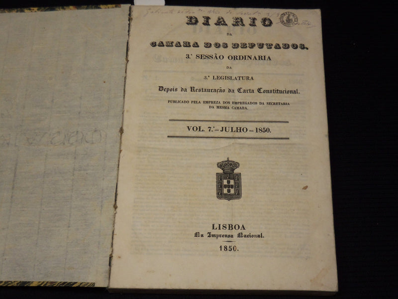 1850 MAY-JULY DIARIO DA CAMARA DOS DEPUTADOS VOLUME LOT OF 2 - LISBOA - KD 2016J