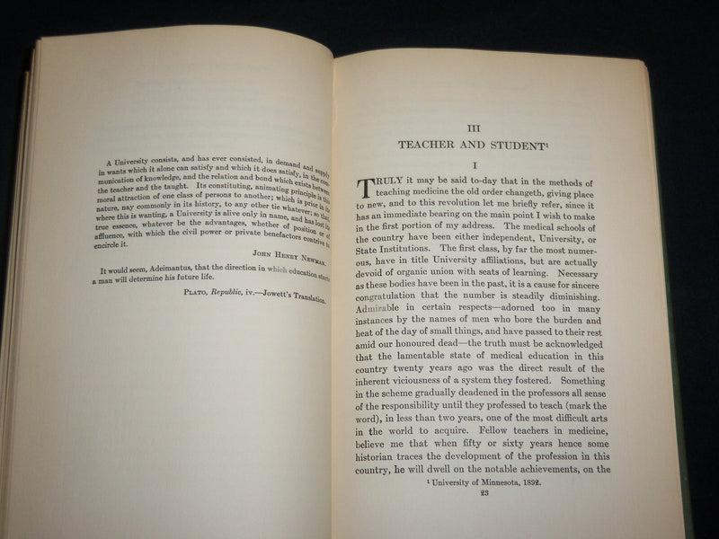 1932 AEQUANIMITAS BOOK BY SIR WILLIAM OSLER - THIRD EDITION - KD 7134