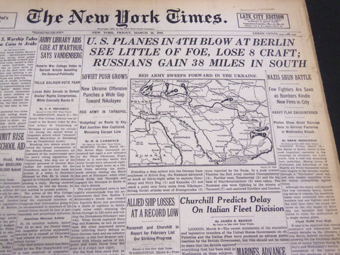 1944 MARCH 10 NEW YORK TIMES - U. S. PLANES IN 4TH BLOW AT BERLIN - NT 4342