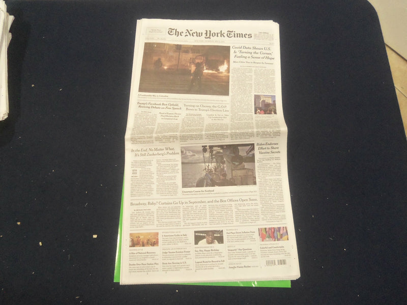 2021 MAY 6 NEW YORK TIMES - VIRUS DATA SHOWS U.S. IS 'TURNING THE CORNER'