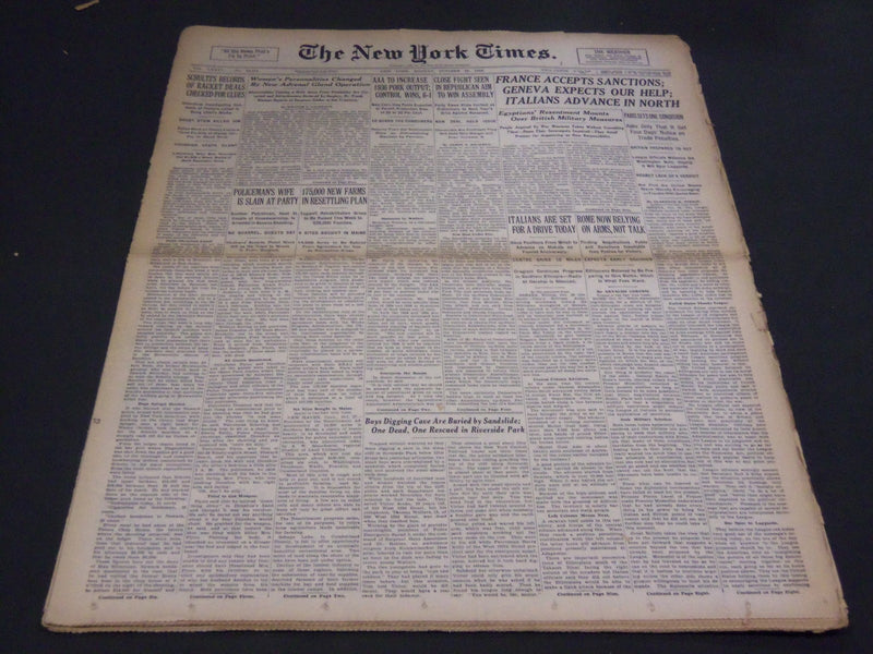 1935 OCTOBER 28 NEW YORK TIMES - SCHULTZ'S RECORDS CHECKED FOR CLUES - NT 4839