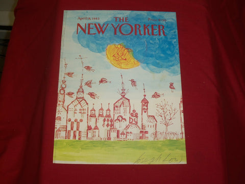 1983 APRIL 18 NEW YORKER MAGAZINE FRONT COVER ONLY - GREAT ART FOR FRAMING