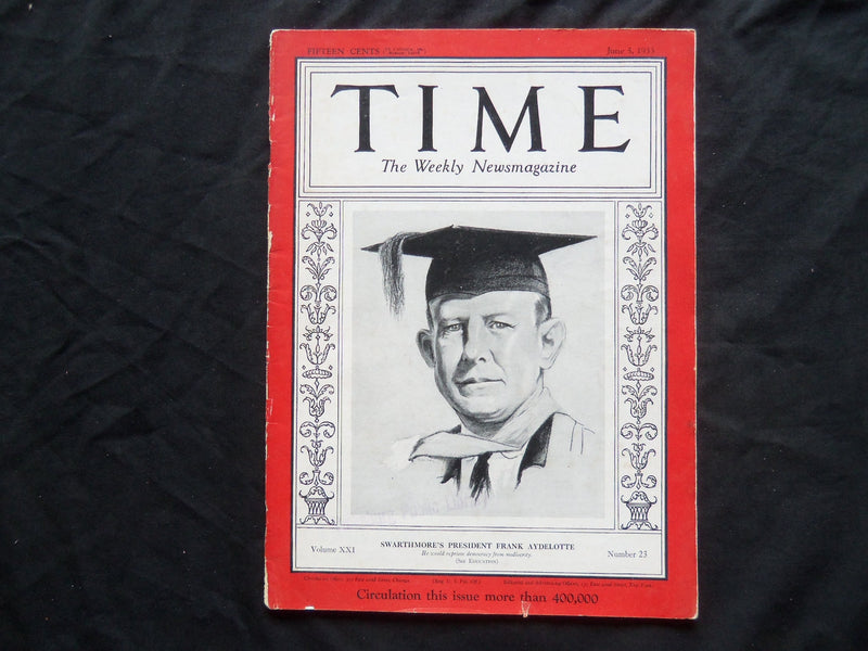 1933 JUNE 5 TIME MAGAZINE - FRANK AYDELOTTE, SWARTHMORE'S PRESIDENT - T 373