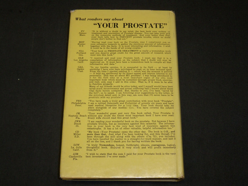 1970 YOUR PROSTATE TREATMENT AND PREVENTION BOOK JOHN H. TOBE - KD 6111