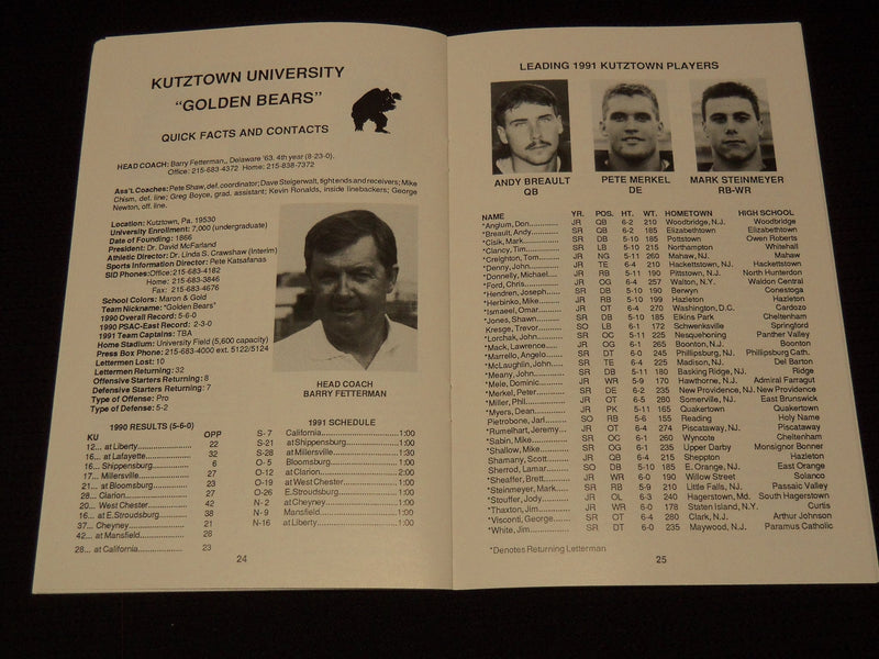1985-1992 PENNSYLVANIA STATE ATHLETIC CONFERENCE FOOTBALL GUIDES LOT OF -O 3027E