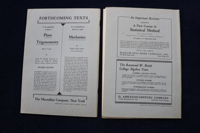 1937 THE AMERICAN MATHEMATICAL MONTHLY MAGAZINE - LOT OF 5 - O 3480