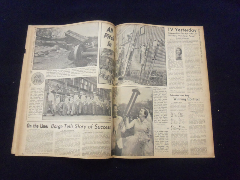 1958 JULY 5 BOSTON DAILY RECORD NEWSPAPER - HOLIDAY TOLL SOARS TO 14 - NP 6348