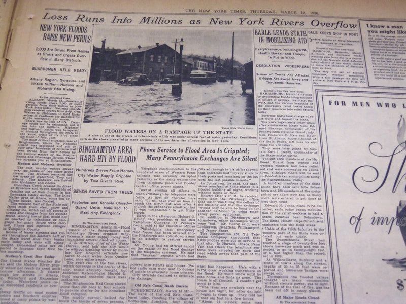 1936 MAR 19 NEW YORK TIMES - PITTSBURGH IS DELUGED, JOHNSTOWN DESERTED - NT 2128