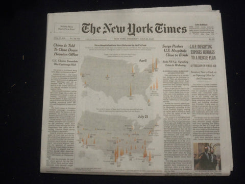 2020 JULY 23 NEW YORK TIMES - G.O.P. INFIGHTING EXPOSES HURDLES TO A RESCUE PLAN