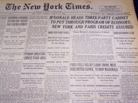 1931 AUG 25 NEW YORK TIMES - M'DONALD HEADS THREE PARTY CABINET, LABOR - NT 2438
