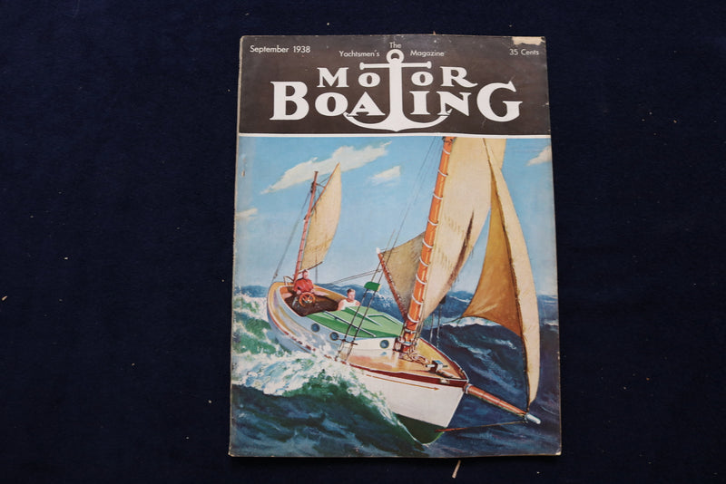 1938 SEPTEMBER MOTOR BOATING MAGAZINE - ILLUSTRATED BOATS COVER - E 11683