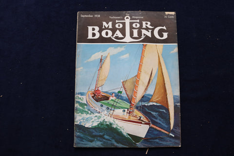 1938 SEPTEMBER MOTOR BOATING MAGAZINE - ILLUSTRATED BOATS COVER - E 11683