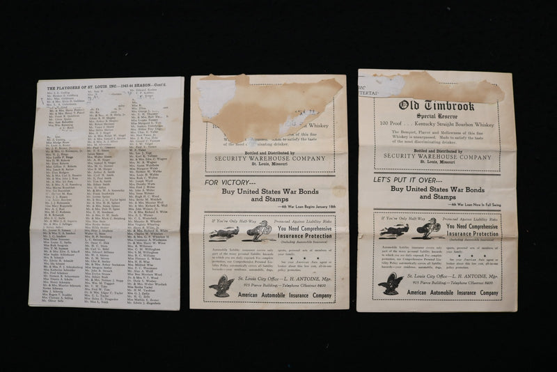 1943-1944 AMERICAN THEATRE PROGRAM - LOT OF 3 - ST. LOUIS - K 2815