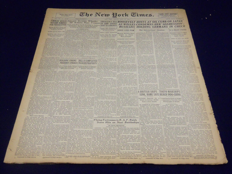 1941 JULY 25 NEW YORK TIMES - ROOSEVELT HINTS AT OK CURB ON JAPAN - NT 1481