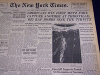 1944 NOVEMBER 14 NEW YORK TIMES - AMERICANS WIN FIRST METZ FORT - NT 826