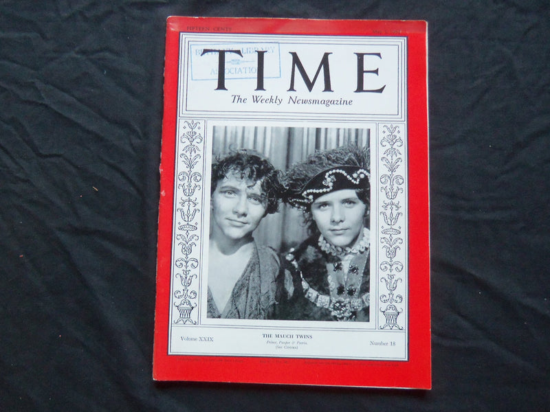 1937 MAY 3 TIME MAGAZINE - BILLY AND BOBBY MAUCH - T 562