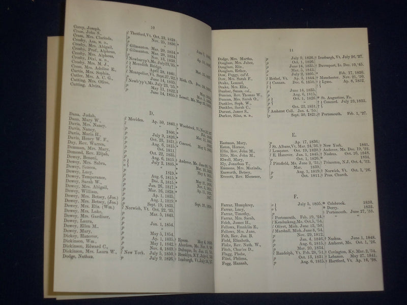 1855 CONGREGATIONAL CHURCH AT DARTMOUTH COLLEGE CREED AND COVENANT - J 4700