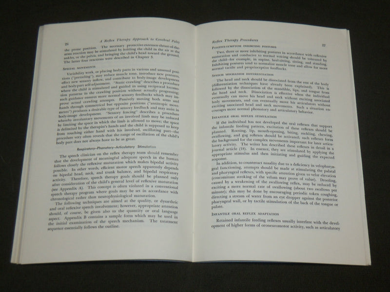 1963 PRINCIPLES OF A REFLEX THERAPY APPROACH TO CEREBRAL PALSY BOOK - J 6140