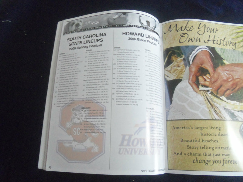 2006 NOV 4 FOOTBALL PROGRAM - SO. CAROLINA STATE UNIV VS HOWARD UNIV - SP 1216J