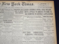 1920 NOVEMBER 16 NEW YORK TIMES - LEAGUE ASSEMBLY OPENS HAILS WILSON - NT 8470