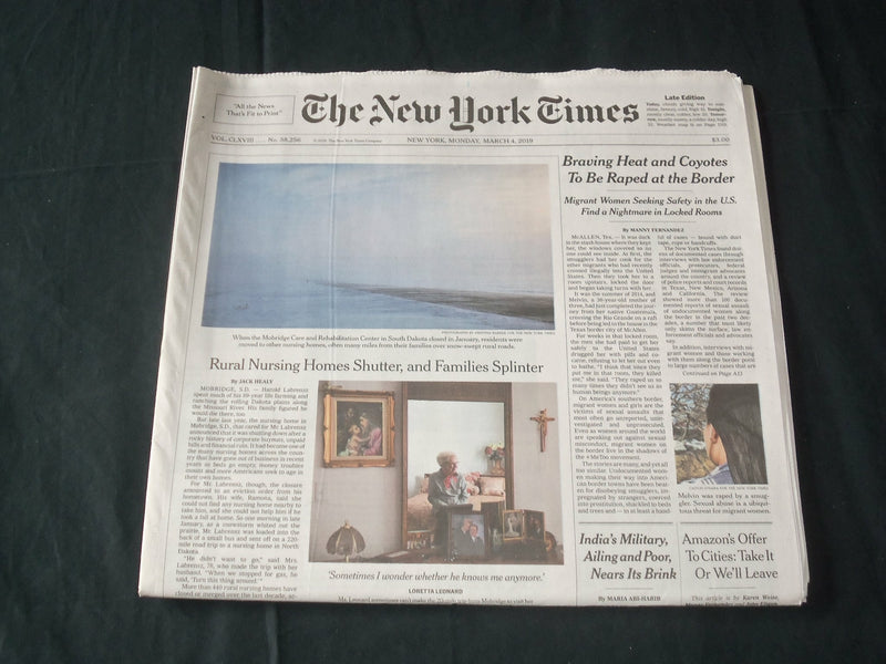 2019 MARCH 4 NEW YORK TIMES - BRAVING HEAT AND COYOTES TO BE RAPED AT THE BORDER