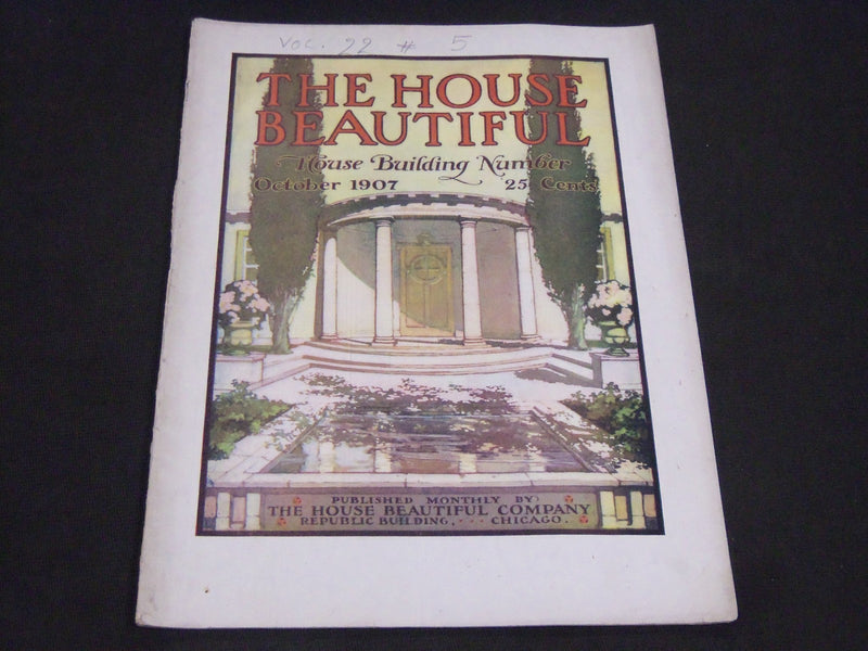 1907 OCTOBER THE HOUSE BEAUTIFUL MAGAZINE - GREAT PHOTOS & ADS - ST 388
