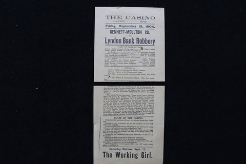 1904 SEPTEMBER 16 LYNDON BANK ROBBERY ANNOUNCEMENT - THE CASINO - K 2759