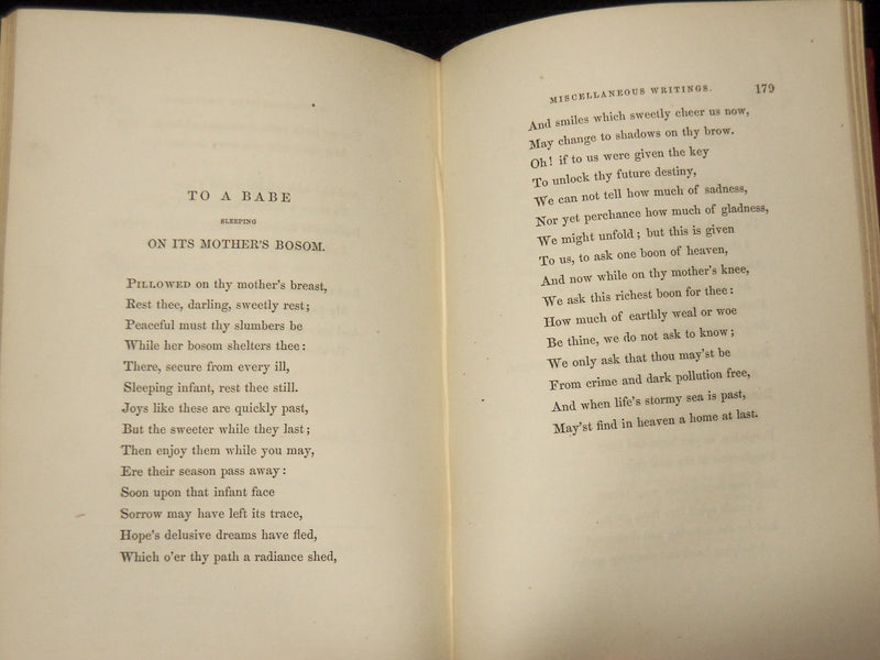 1853 MISCELLANEOUS WRITINGS OF MRS. LAURA M. B. PEASE BOOK - KD 9422