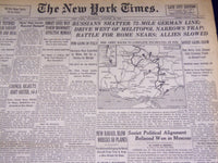 1943 OCTOBER 28 NEW YORK TIMES - RUSSIANS SHATTER 72-MILE GERMAN LINE - NT 1897