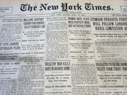 1930 APRIL 14 NEW YORK TIMES - MELLONS SUPPORT GRUNDY FOR SENATE - NT 5713