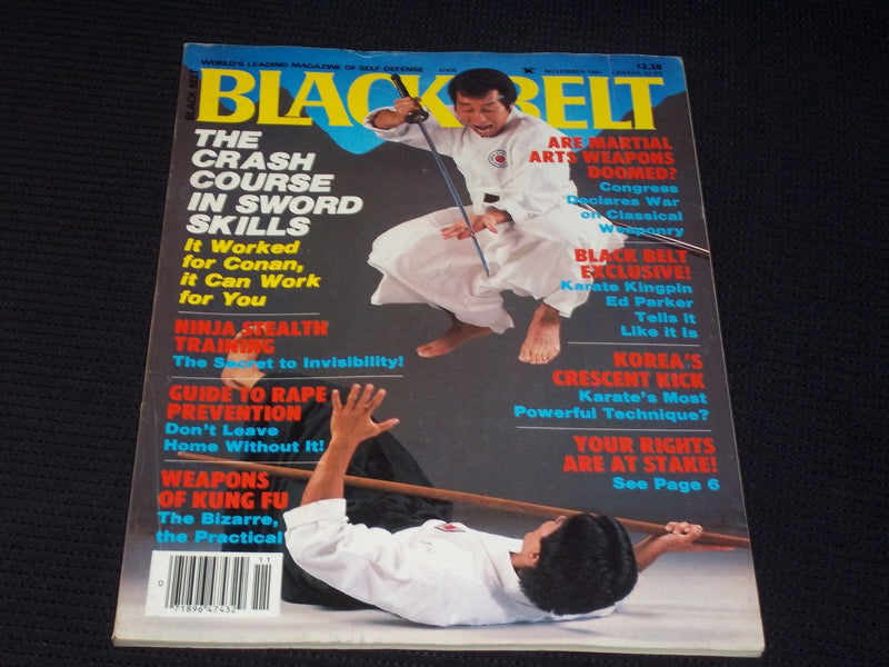 1985 NOVEMBER BLACK BELT MAGAZINE - SWORD SKILLS FRONT COVER - E 7787