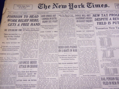 1935 JUNE 26 NEW YORK TIMES - LOUIS KNOCKS OUT CARNERA IN SIXTH - NT 1937