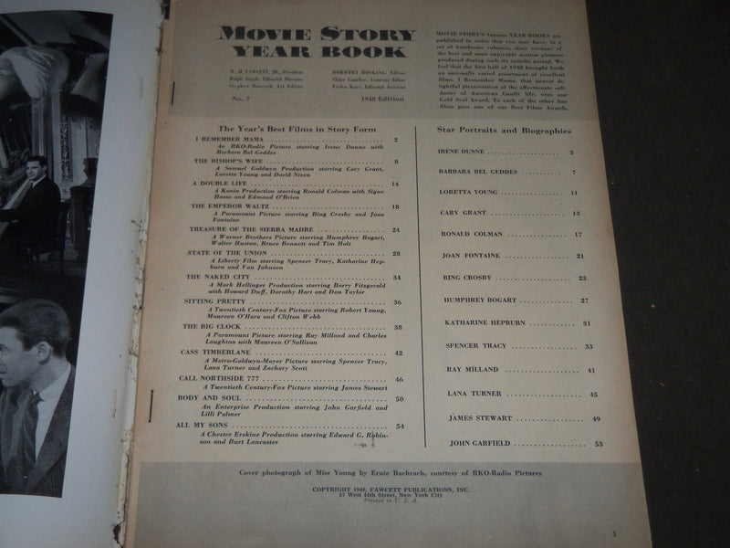 1948 MOVIE STORY YEAR BOOK MAGAZINE - LORETTA YOUNG COVER - M 164