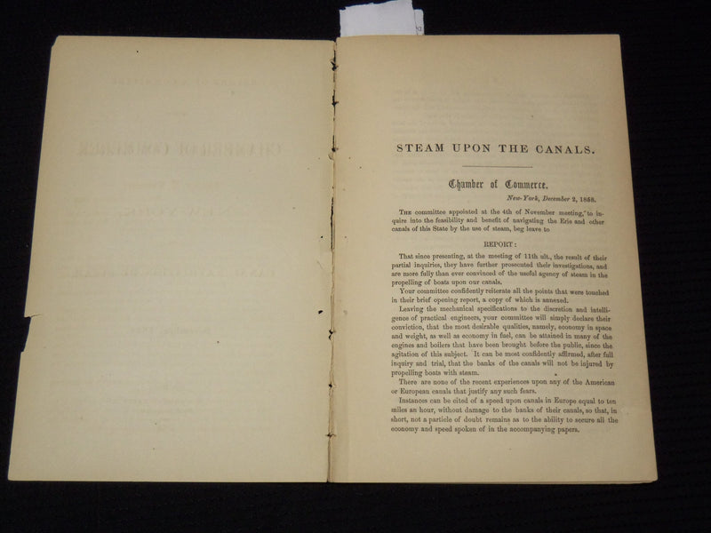 1858 NEW YORK REPORT OF A COMMITTEE OF THE CHAMBER OF COMMERCE - J 9580