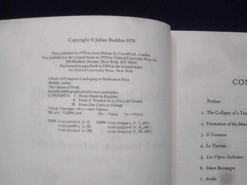 1973-1978 THE OPERAS OF VERDI SOFTCOVER BOOKS - VOLS 1 & 2 - J. BUDDER - KD 8696