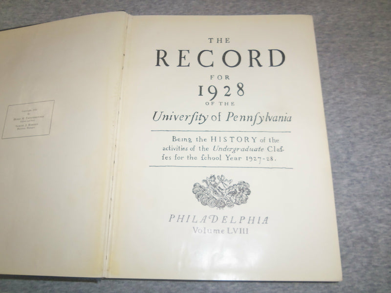1928 RECORD UNIVERSITY OF PENNSYLVANIA YEARBOOK - PHILADELPHIA, PA - YB 2441