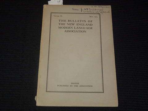 1919 MAY NEW ENGLAND MODERN LANGUAGE ASSOCIATION BULLETIN - SAM WAXMAN - K 2681