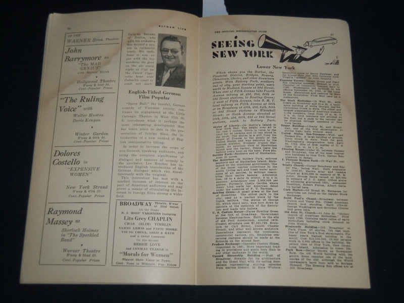 1931 NOVEMBER GOTHAM LIFE MAGAZINE - LENORE ULRIC AND SIDNEY BLACKMER - J 4155