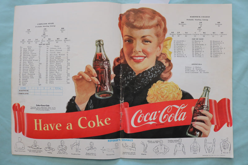 1949 OCTOBER 29 HARTWICK VS. CORTLAND STATE FOOTBALL PROGRAM - K 3390